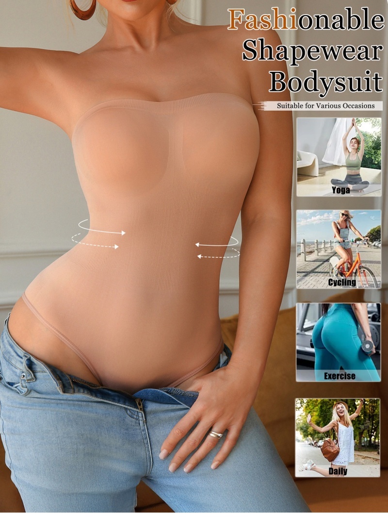Shapewear Bodysuit Firm - بدلة داخلية نسائية بدون حمالات، تشكل
