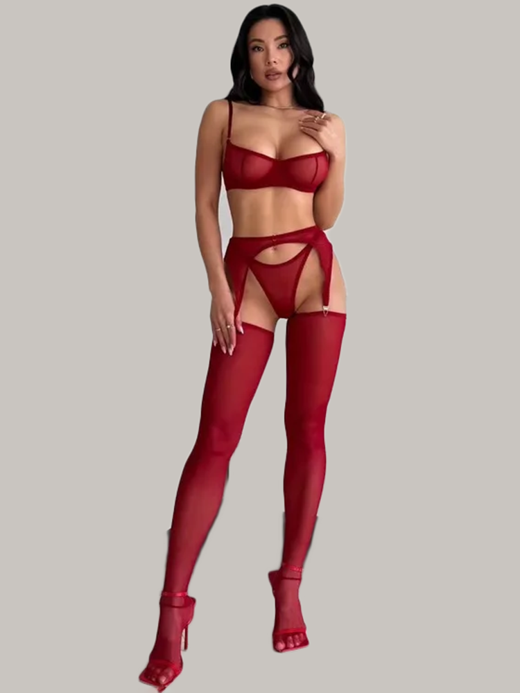 طقم لانجري نسائي شفاف باللون ا - مراجعة Garter Belt Set وسعره