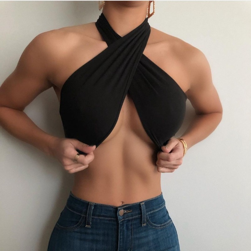 تي شيرت نسائي جديد للربيع بلون - مراجعة Strapless Bra Backless وسعره